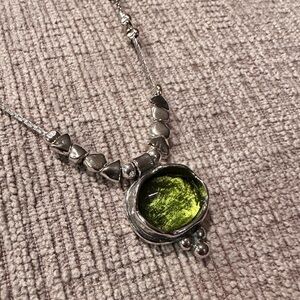 Silpada Design Green Pendant Framed in Sterling Silver